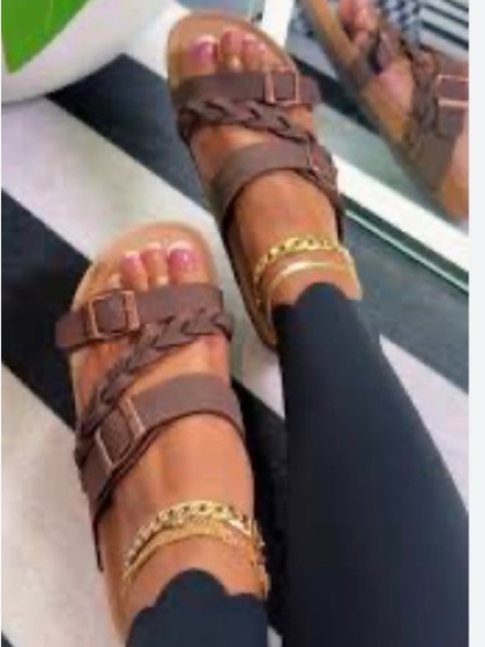 White Mountain Deep Brown Braided Leather Sandals Size 7.5-8 EUC - Picture 7 of 9